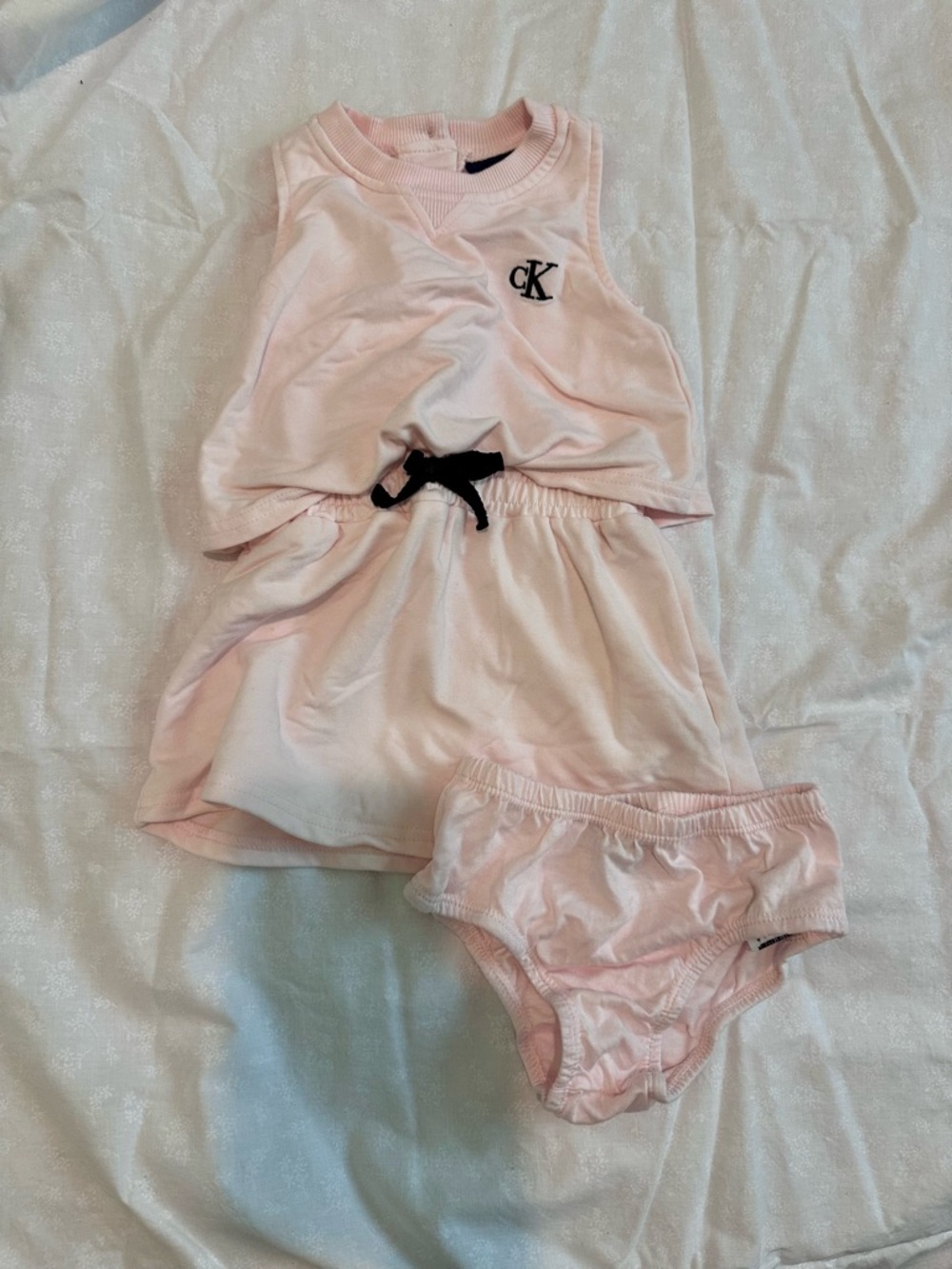 Calvin Klein Light Pink Tank Dress and Shorts Matching Set with Black Logo